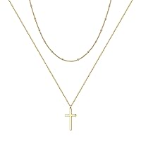Cross Necklace for Women Girls, Dainty Gold Plated Cross Pendant Necklace Sideways Cross Choker Layered Cross Necklace for Women Girls