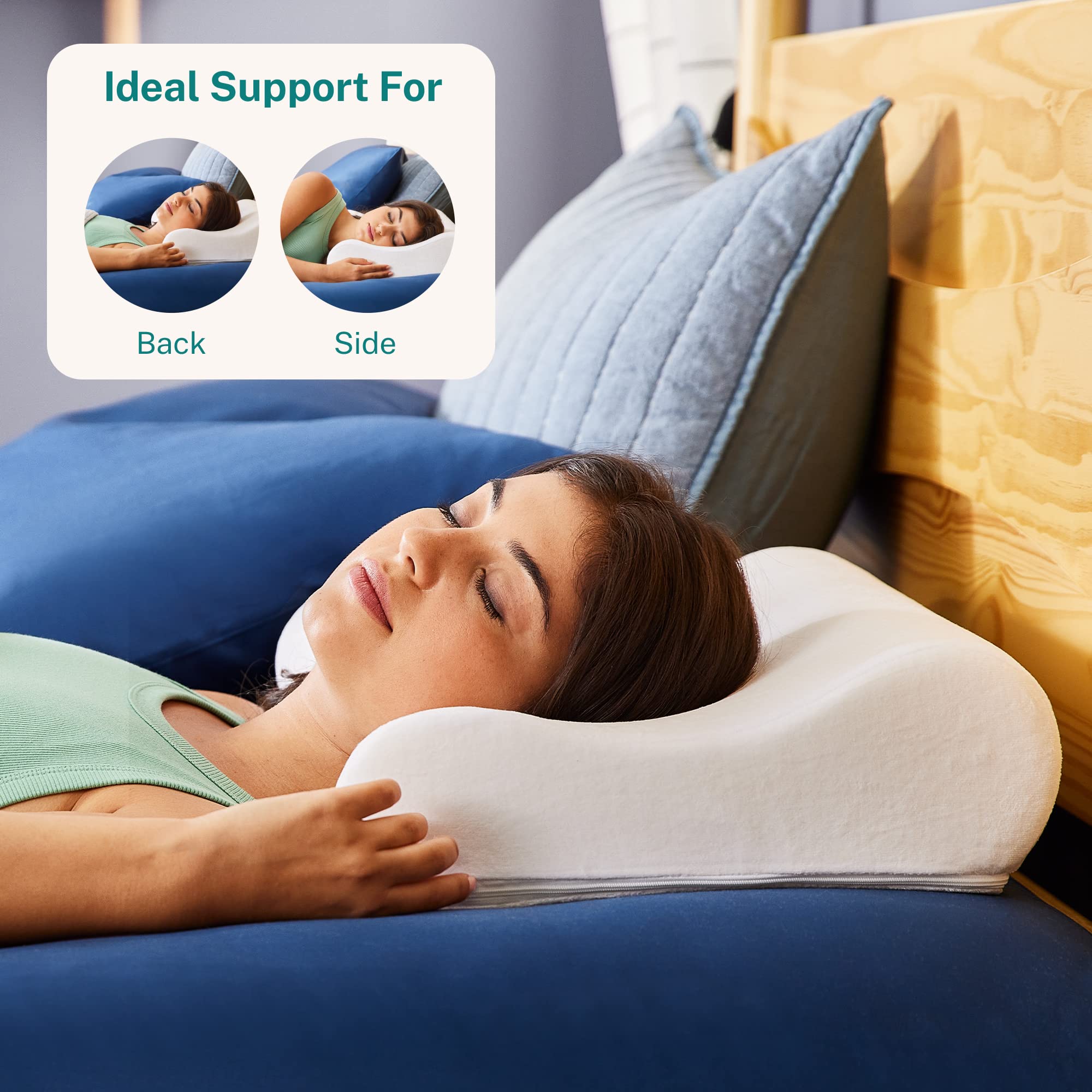 Sleep Innovations Memory Foam Contour Pillow, Queen Size, Head, Neck, and Shoulder Alignment, Side and Back Sleepers, Medium Support