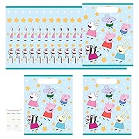 Unique Peppa Pig Party Favor Bags Pack - 16 Peppa Pig Goodie Bags, Checklist - Peppa Pig Party Decorations, Birthday Party Supplies, Officially Licensed