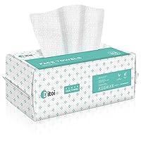 Disposable Face Towels,Biodegradable Facial Towelette, Super Soft and Thick Facial Tissue for Skin Care, Makeup Remover Dry Wipes, Lint- free Facial Wash Cloth for Sensitive Skin, 60 Count