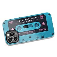 Custom Retro Cassette Tape Case, Personalized Audio Mixtape, Designed ‎for iPhone 15 Plus, iPhone 14 Pro Max, iPhone 13 Mini, iPhone 12, 11, X/XS Max, ‎XR, 7/8‎ - Blue