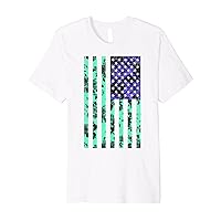 American Flag Vintage Floral Pattern Premium T-Shirt