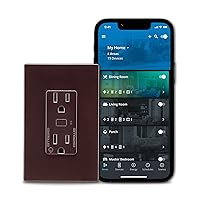 Eaton Wi-Fi Smart Receptacle Works with Hey Google and Alexa, Brown