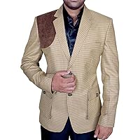 Mens Slim fit Casual Brown Check Blazer Sport Jacket Coat Designer Two Button SB50