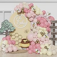 Dusty Pink Balloon Arch Garland Kit 149Pcs Boho Pastel Pink White Sand Cream Beige Gold Neutral Balloons for Baby Shower Girls Boys First Birthday Gender Reveal Honey Bee Party Decorations