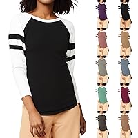 Womens Fall Color Block Long Sleeve Shirts Casual Plus Size Tops Round Neck Striped Raglan Sleeve T Shirts Tunic Tees