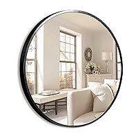 NeuType Round Mirror 20inch Circle Mirror for Wall Metal Framed Wall-Mounted Mirror for Wall Decor Decorative Mirrors for Entryway Living Room Bedroom Bathroom Home Modern(Black)