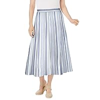 Woman Within Women's Plus Size Petite Print Linen-Blend Skirt