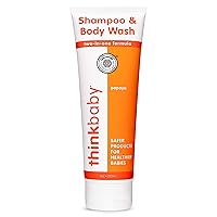 Thinkbaby Baby Shampoo for Hair & Body Wash for Sensitive Skin, Tear and Parabens Free, EWG Verified, Phthalates, Clean, Papaya, 8 Fl Oz