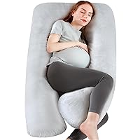 Pregnancy Pillows, U Shaped Full Body Pillow with Washable Velvet Cover, 55 Inch Maternity Pregnancy Pillows for Sleeping, Support for Back, HIPS, Legs, Belly for Pregnant Women (Light Gray)