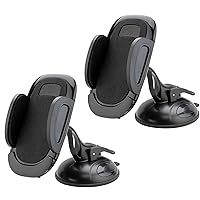Scosche SUHWD-2PKXCES0 Select Windshield or Dashboard Suction Cup Phone Mount Holder for Car with Adjustable Locking Lever, Quick-Release Button, Black, 2-Pack