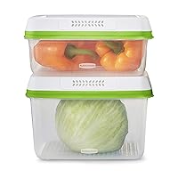 4-Piece Produce Saver Containers for Refrigerator with Lids for Food Storage, Dishwasher Safe, Clear/Green