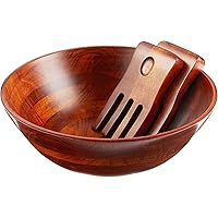 Lipper International Cherry Finished Footed Serving Bowl with 2 Salad Hands, Large, 13.75