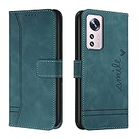 Cellphone Flip Case Compatible with Xiaomi 12 Pro Wallet Case,Shockproof TPU Protective Case,PU Leather Phone Case Magnetic Flip Folio Leather Case Card Holders Protective Case (Color : Green)