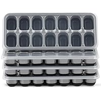 Ice Cube Tray 4 Pack, Easy-Release & Flexible 56 pcs Silicone Ice Cube Trays with Spill-Resistant Removable Lid, Stackable Ice Trays with Covers for Freezer, Cocktail