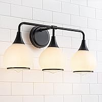 Black Bathroom Light Fixtures 3-Lights Vanity Lights with Milky White Frosted Glass Shade Bathroom Vanity Light 22.4 inch Wall Sconce Lighting Bath(Exclude E26 Bulb)