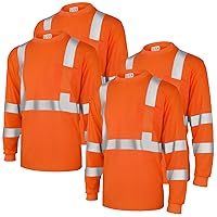 Amylove 4 Pcs Long Sleeve Safety Shirt High Visibility Shirts Reflective Construction Shirts Long Sleeve Work Shirts for Men Women
