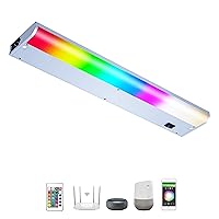 Smart Under Cabinet Lights Hardwired White and Color Changing Dimmable Undermount Light Work with Alexa Google App Remote Control. Direct Wire Under the Counter Lighting for Kitchen Cabinets (24 Inch)