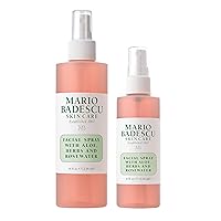 Mario Badescu Facial Spray with Aloe, Herbs and Rose Water for All Skin Types, Face Mist that Hydrates, Rejuvenates & Clarifies, 8 & 4 FL OZ Combo