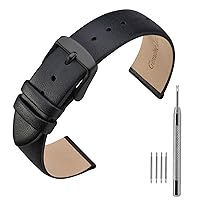 ANNEFIT Calfskin Leather Watch Straps 16mm 18mm 20mm 22mm, Thin Elegant Replacement Watch Band with Stainless Steel Buckle
