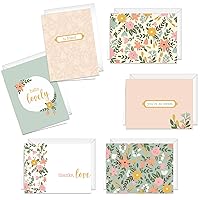 Hello Lovely Floral Cards / 24 All Occasion Adorable Greeting Cards With Envelopes / 6 Pastel Flower Designs / 3 1/2