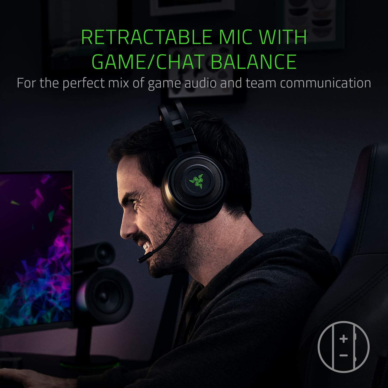 Razer Nari Wireless 7.1 Surround Sound Gaming Headset: THX Audio, Auto-Adjust Headband & Swivel Cups, Chroma RGB, Retractable Mic, For PC, PS4, PS5, Black