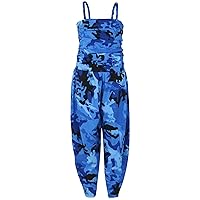 Kids Girls Jumpsuit Camouflage Blue Trendy Fashion All In One Jumpsuits 5-13 Yr