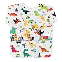 Smocks for Kids, Toddler Art Smock Artist Painting Aprons Waterproof Long Sleeve with 3 Pockets for Age 2-6 Years