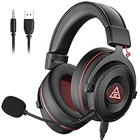 EKSA E900 Pro USB Gaming Headset for PC - Computer Headset with Detachable Noise Cancelling Mic, 7.1 Surround Sound, 50MM Driver - Headphones with Microphone for PS4/PS5, Xbox One, Laptop, Office