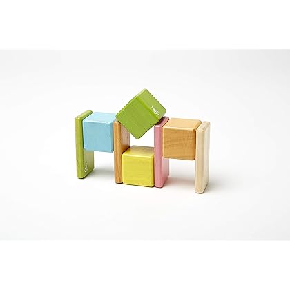 8 Piece Tegu Pocket Pouch Magnetic Wooden Block Set, Tints