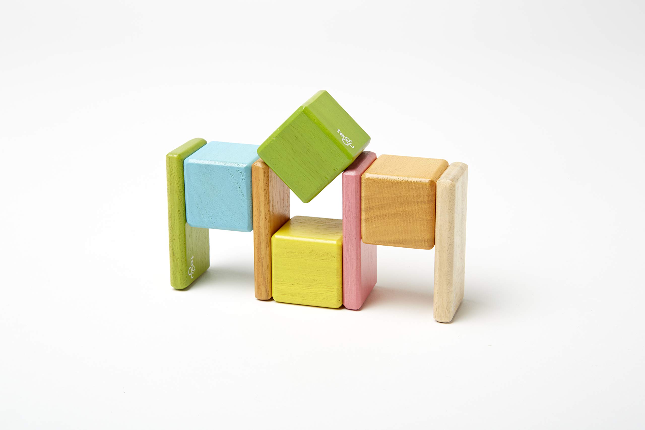 8 Piece Tegu Pocket Pouch Magnetic Wooden Block Set, Tints