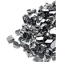 GASPRO 10 lbs Fire Glass for Fire Pit, 1/2-Inch Fireplace Glass Rocks for Fire Pit Table, Reflective Black