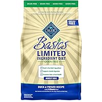 Blue Buffalo Basics Skin & Stomach Care, Grain Free Natural Adult Dry Dog Food, Duck & Potato 4-lb
