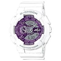 Casio GA110WS-7A Men's White Band Alarm Chronograph Purple Dial G Shock Watch