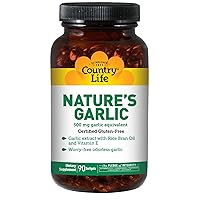 Country Life - Nature's Garlic, with Rice Bran Oil and Vitamin E, 500 mg - 90 Softgels
