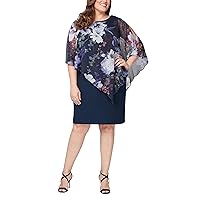 S.L. Fashions Women's Plus Size Short Popover Cape Dress