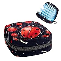 Sanitary Pads Bags, Ladybug Menstrual Cup Pouch Nursing Pad Holder, First Period Kit Bags for Teen Girls Women Ladies