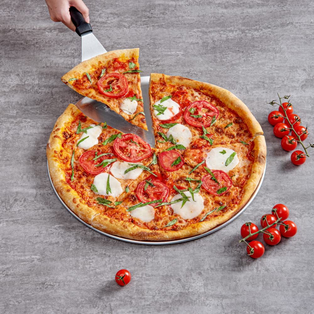 Restaurantware Met Lux 16 Inch Commercial Pizza Pan, 1 Coupe Style Pizza Cooking Tray - Heavy-Duty, 18-Gauge, Aluminum Round Baking Tray, Oven-Baking, For Pizzas & More