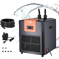 VEVOR Aquarium Chiller, 92 Gal 348 L, 1/4 HP Hydroponic Water Chiller, Quiet Refrigeration Compressor for Seawater and Fresh Water, Fish Tank Cooling System with Pump/Hose, for Jellyfish, Coral Reef