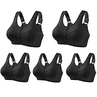 5 Pack Zip Front Sports Bra - High Impact Sports Bras for Women Plus Size Workout Fitness Running - Yoga Crop Tank Top