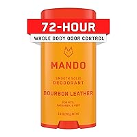 Mando Whole Body Deodorant For Men - Smooth Solid Stick - 72 Hour Odor Control - Aluminum Free, Baking Soda Free, Skin Safe - 2.6 Ounce (Bourbon Leather)