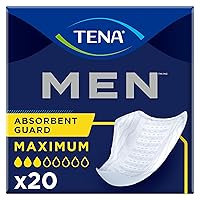TENA Men Maximum Guard Incontinence Pad for Men, Maximum Absorbency, 20 count