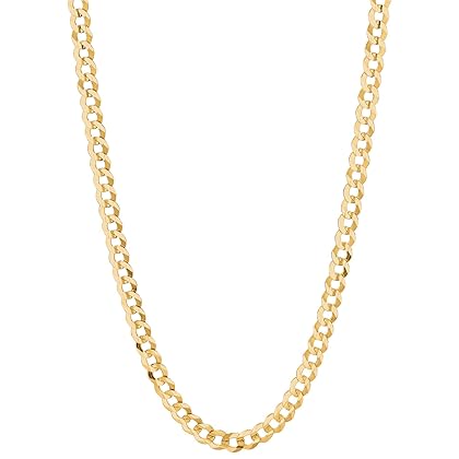 14K Solid Yellow Gold Comfort Concave Cuban Curb Link Chain Necklace 4.7 Mm Cc120 (26 Inches)