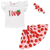Viworld Toddler Baby Girls Floral Tutu Skirt Set Wild Two Short Sleeve 3Pcs Outfits with Headband