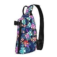Floral Blue Print Lightweight Adjustable Crossbody Backpack Daypack For Men,Women Sling Bag