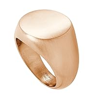 555Jewelry Stainless Steel Solid Plain High Polish Round Signet Ring for Men