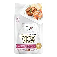 Purina Fancy Feast Dry Cat Food Filet Mignon Flavor with Seafood and Shrimp - (Pack of 4) 16 oz. Bags