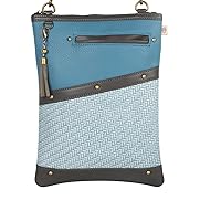 Leather Brisk Crossbody Bag, Flat Phone Pocket, Interior Lining (Blue)
