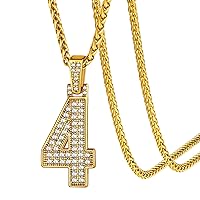 Number Necklaces For Men, Bling Numbers Chain Necklace Hip Hop Simulated Diamond Pendant with Tennis Chain Spiga Chains