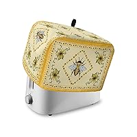 Summer Bee Toaster Cover 4 Slice, Large Kitchen Appliance Covers, Yellow Lace Farmhouse Sunflower Rustic Toaster Oven Cover with Loop, Bread Machine Cover Polyester Dust Cover Protection